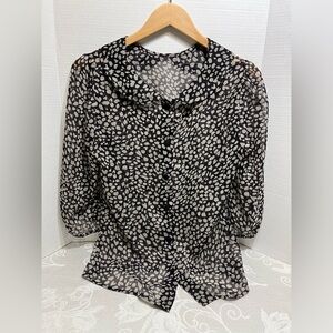 Mimi Chica Black and White Sheer Blouse